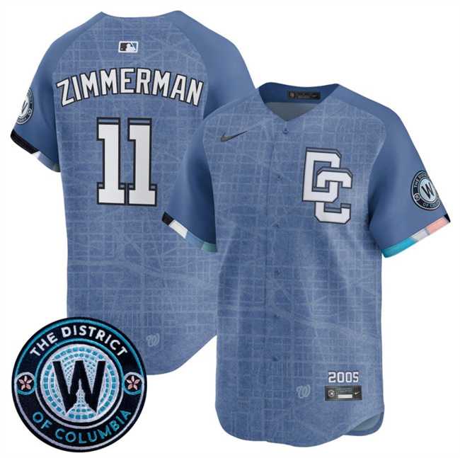 Mens Washington Nationals #11 Ryan Zimmerman Blue 2025 City Connect Limited Stitched Jersey Dzhi->washington nationals->MLB Jersey